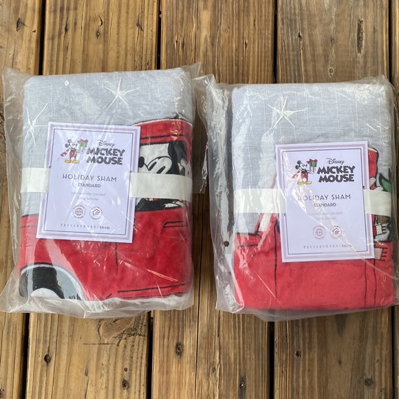 Pottery Barn Embroidered and Fuzzy Mickey Mouse Holiday Pillow Sham - Set of 2 - Picture 6 of 16